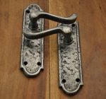 Pewter Cast Iron Victorian Scroll Style Door Handles Without Keyhole (P301)